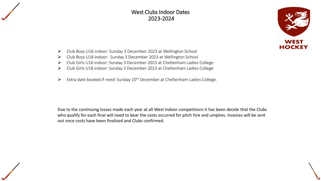 west clubs indoor dates west clubs indoor dates