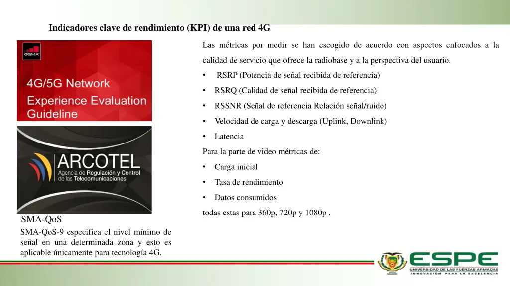 indicadores clave de rendimiento kpi de una red 4g