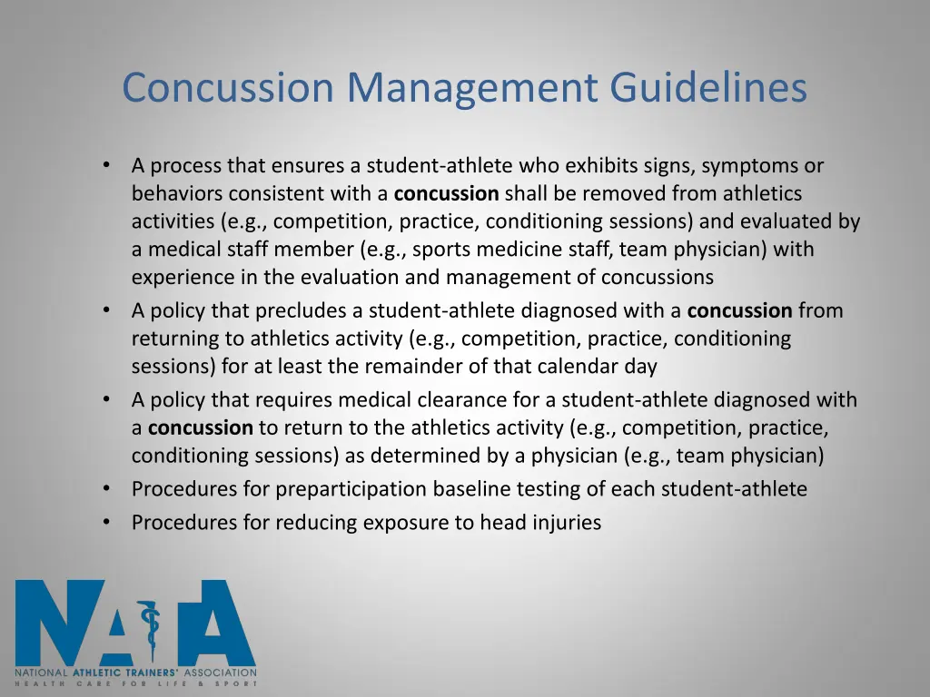 concussion management guidelines 1