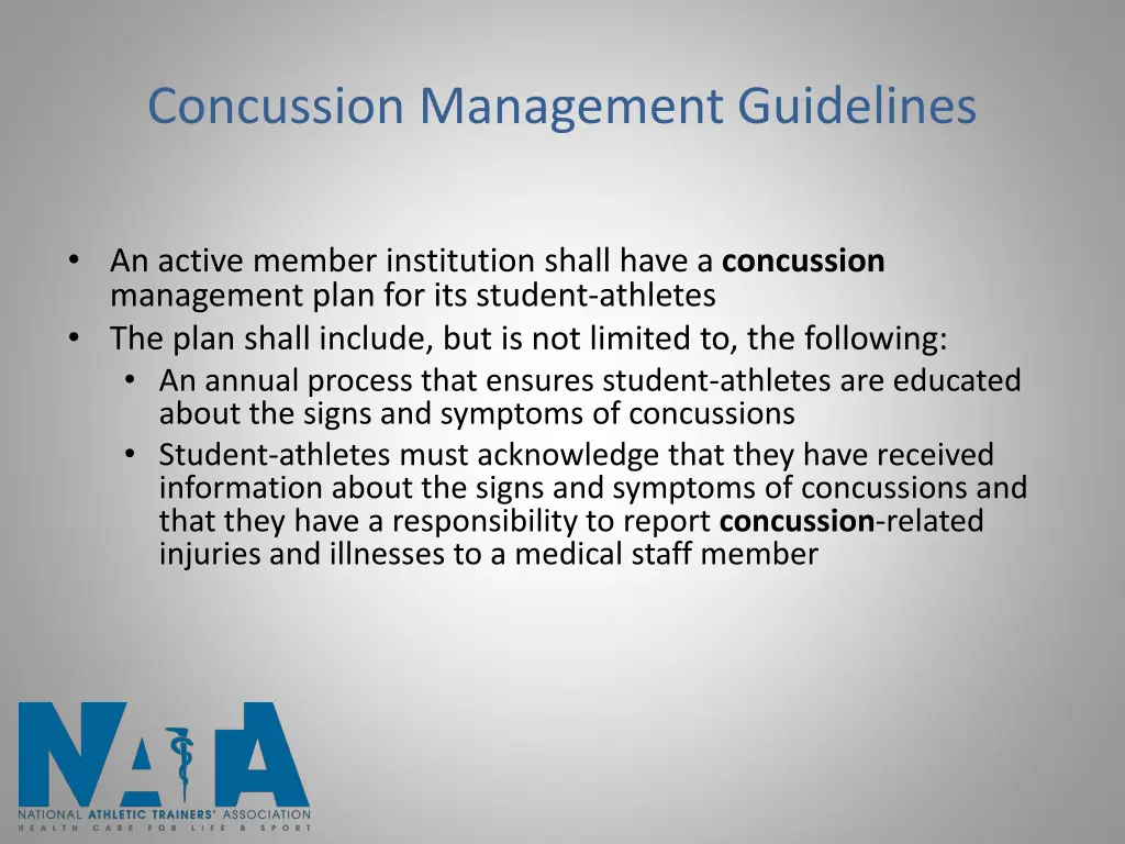 concussion management guidelines