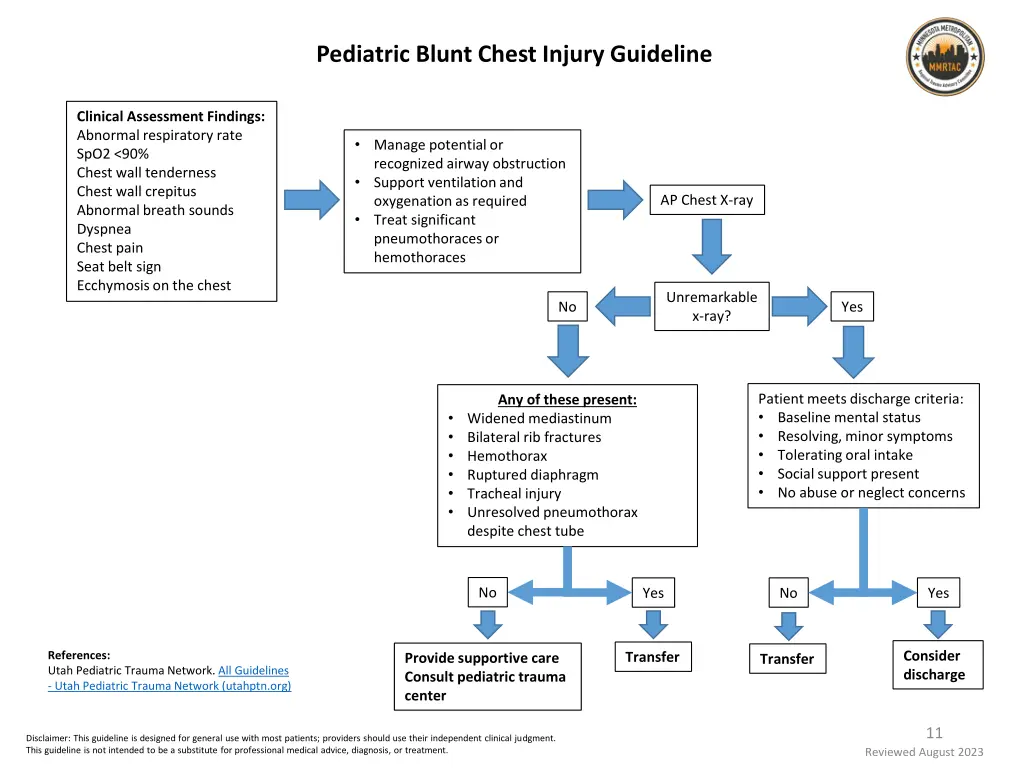 pediatric blunt chest injury guideline