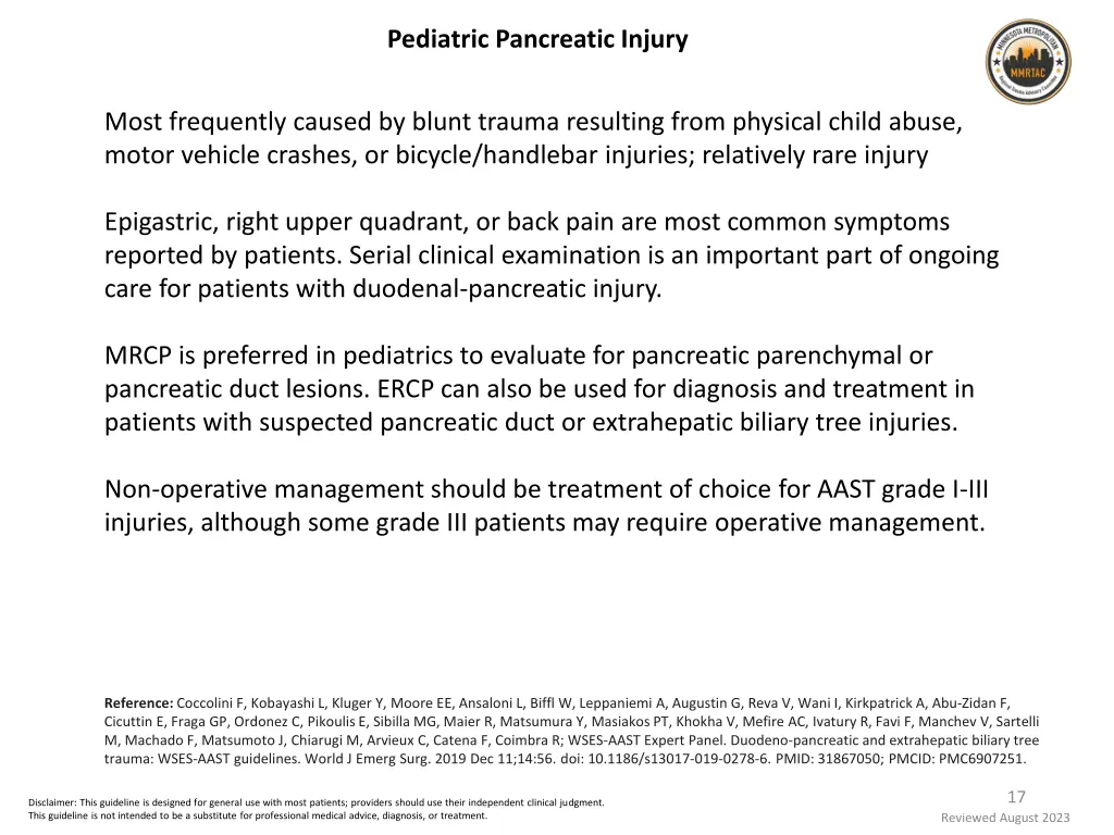 pediatric pancreatic injury