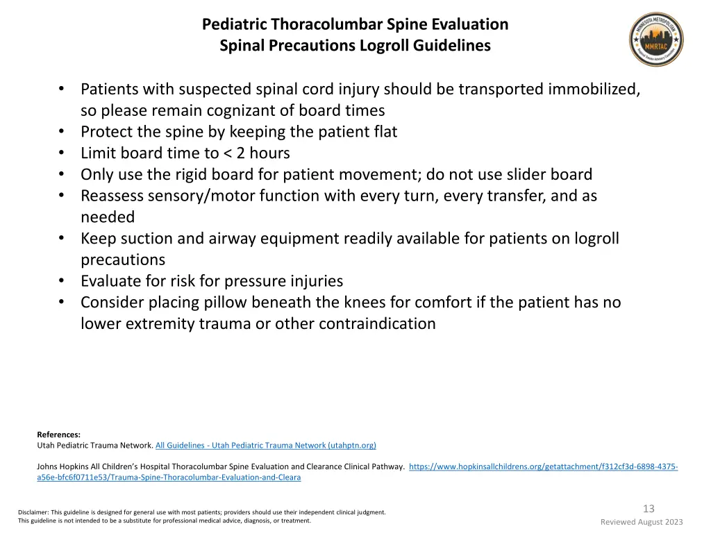 pediatric thoracolumbar spine evaluation spinal