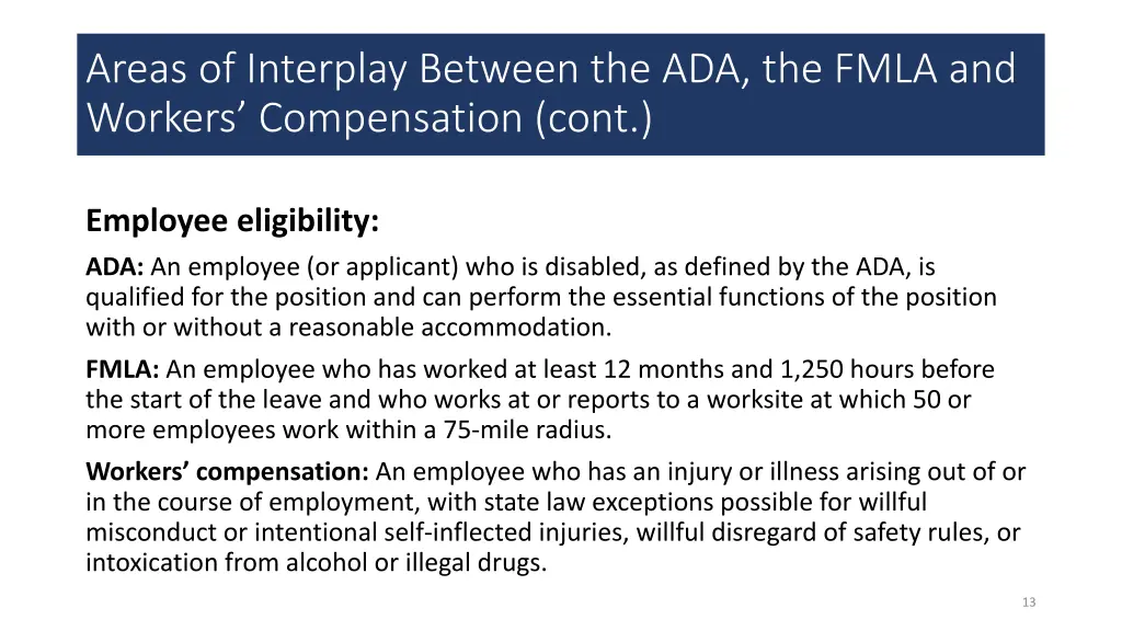 areas of interplay between the ada the fmla 1