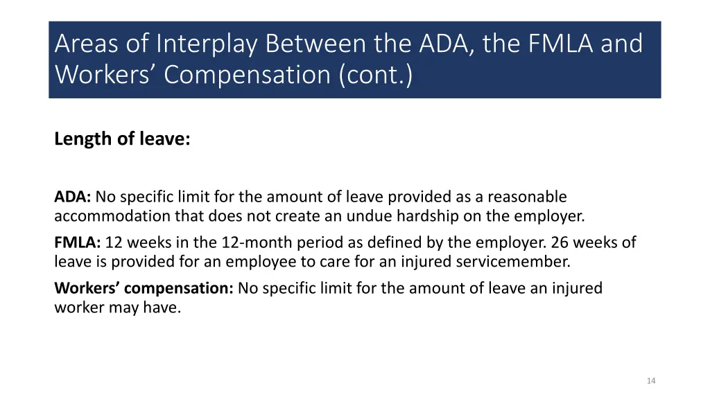 areas of interplay between the ada the fmla 2