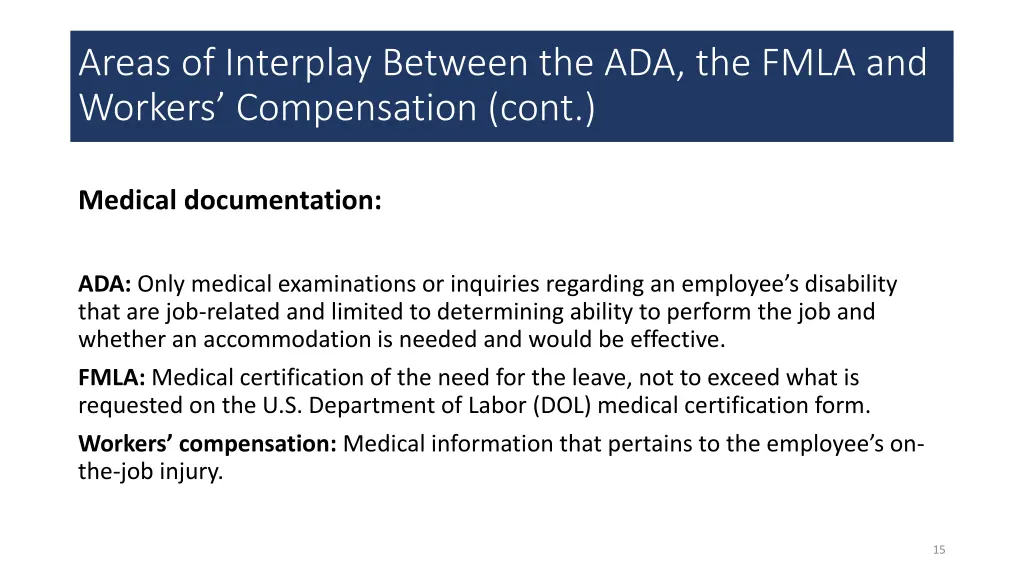 areas of interplay between the ada the fmla 3