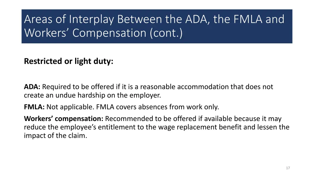 areas of interplay between the ada the fmla 4