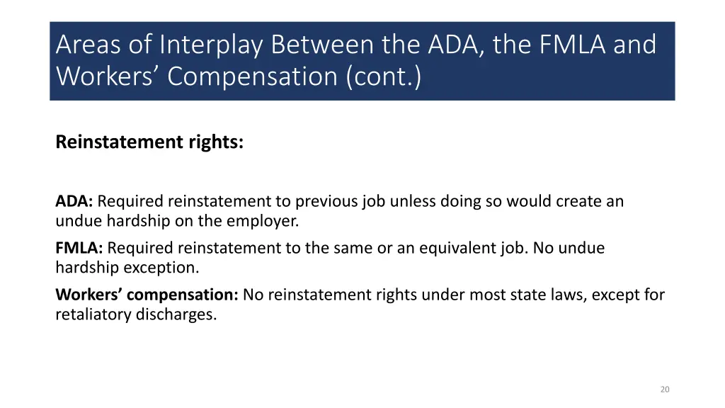 areas of interplay between the ada the fmla 7