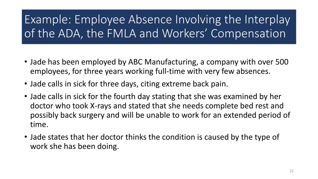 example employee absence involving the interplay