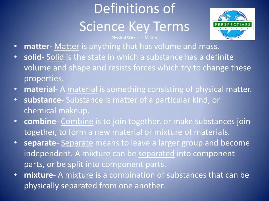 definitions of science key terms physical