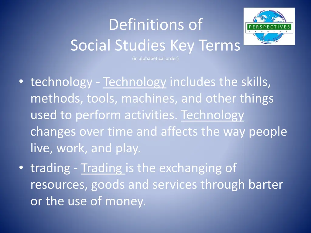 definitions of social studies key terms 4