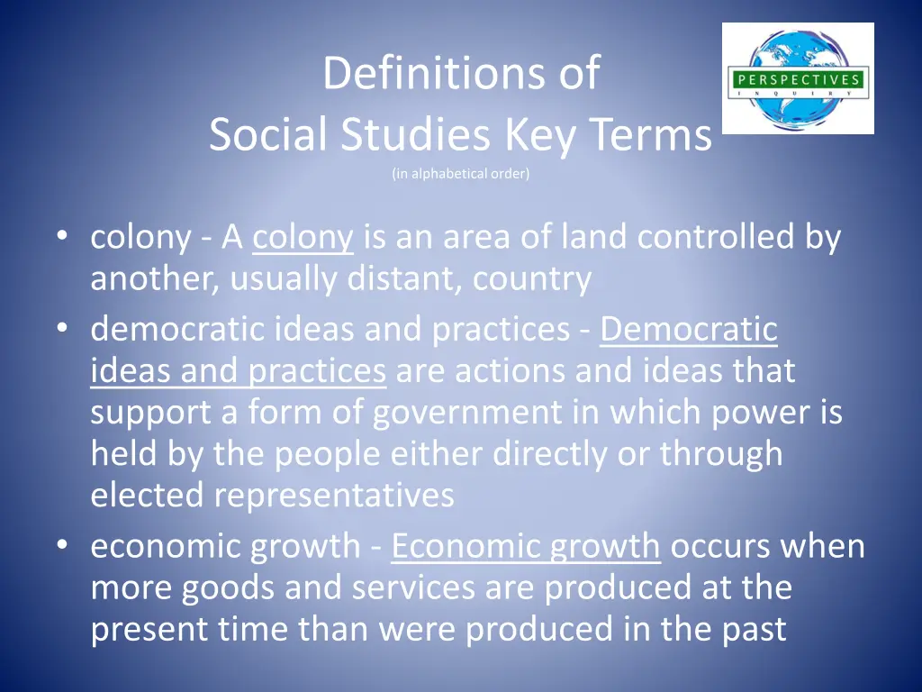 definitions of social studies key terms