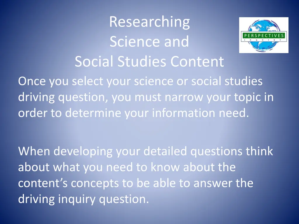 researching science and social studies content