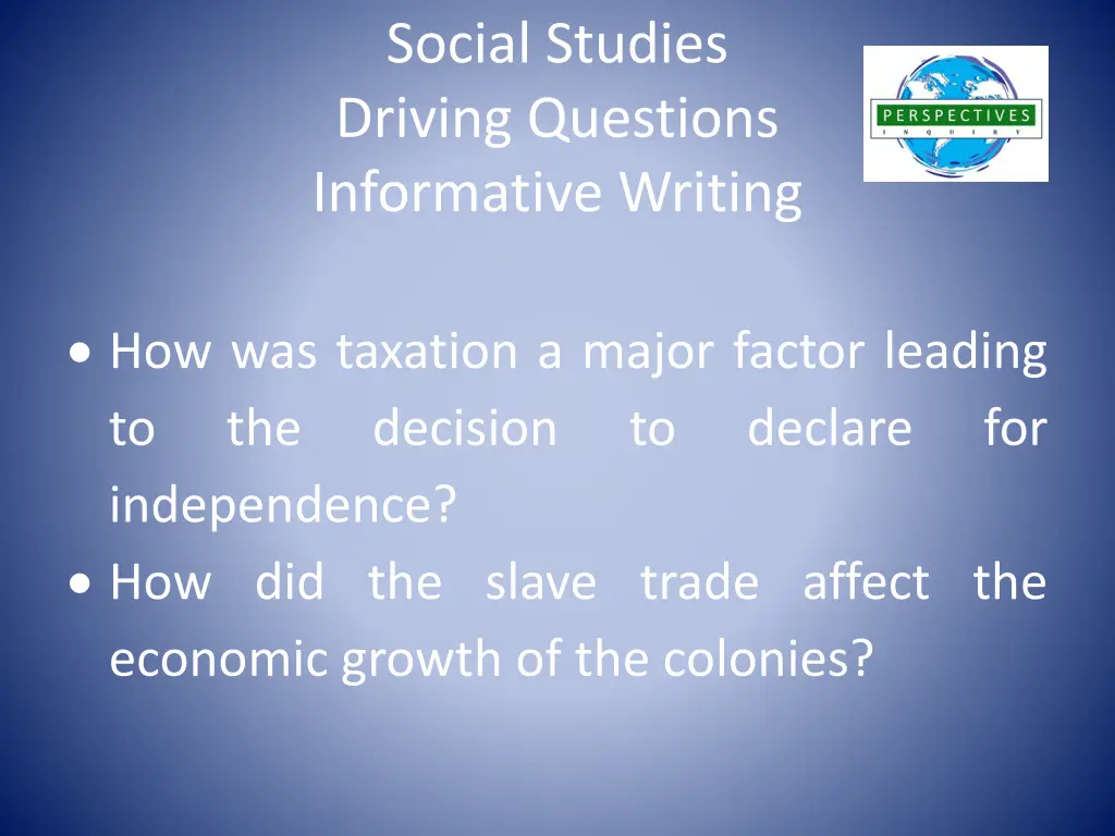 social studies driving questions informative