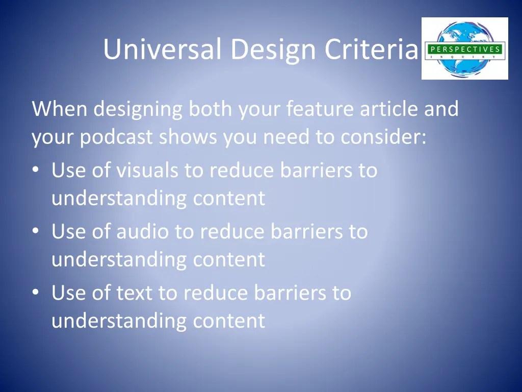 universal design criteria