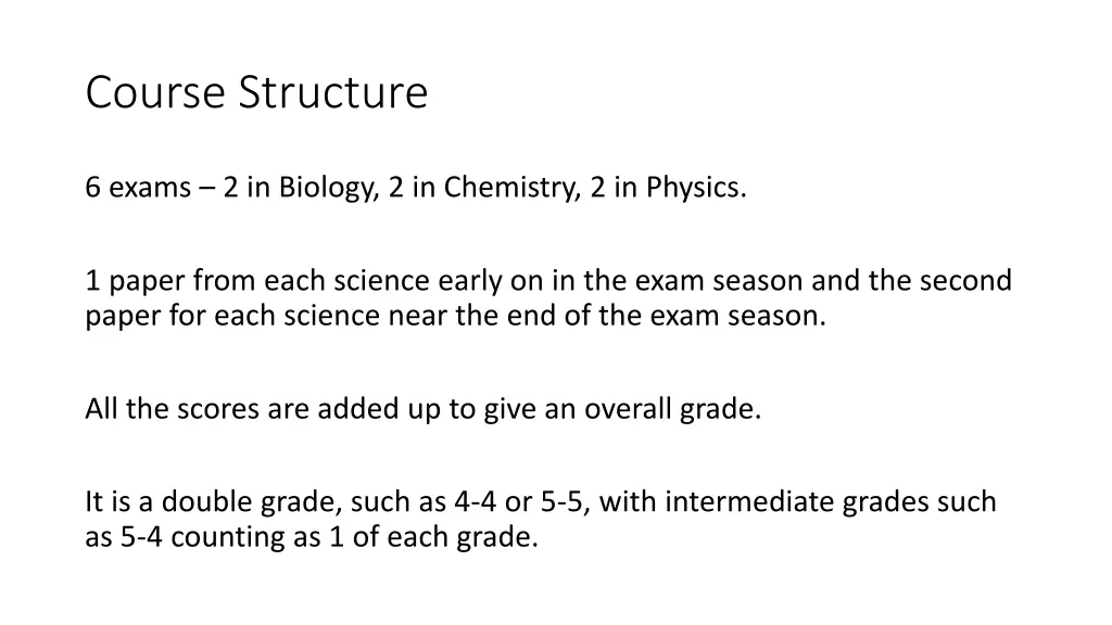 course structure