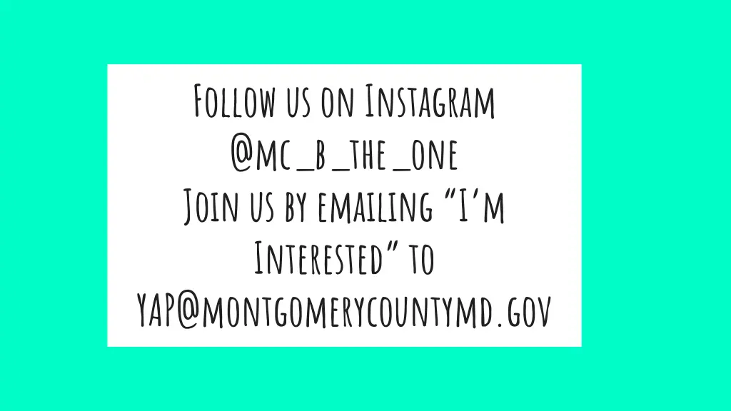 follow us on instagram @mc b the one join