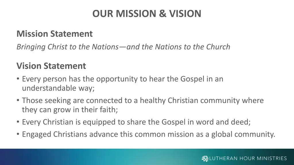 our mission vision