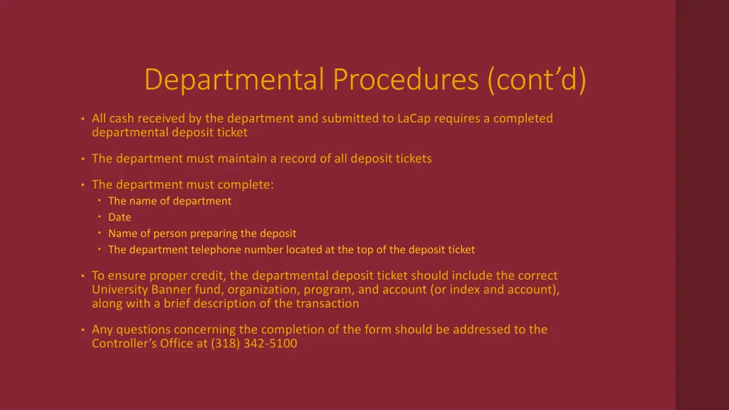 departmental procedures cont d