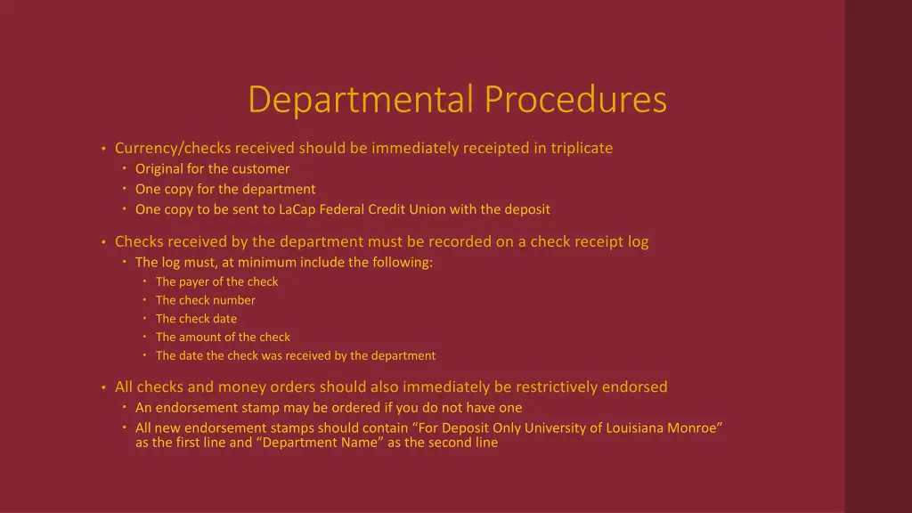 departmental procedures