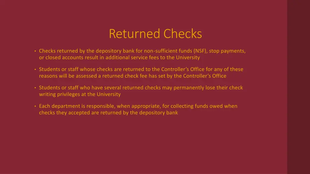 returned checks