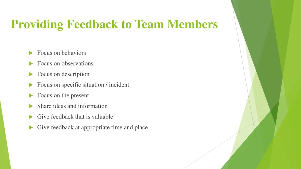 providing feedback to team members