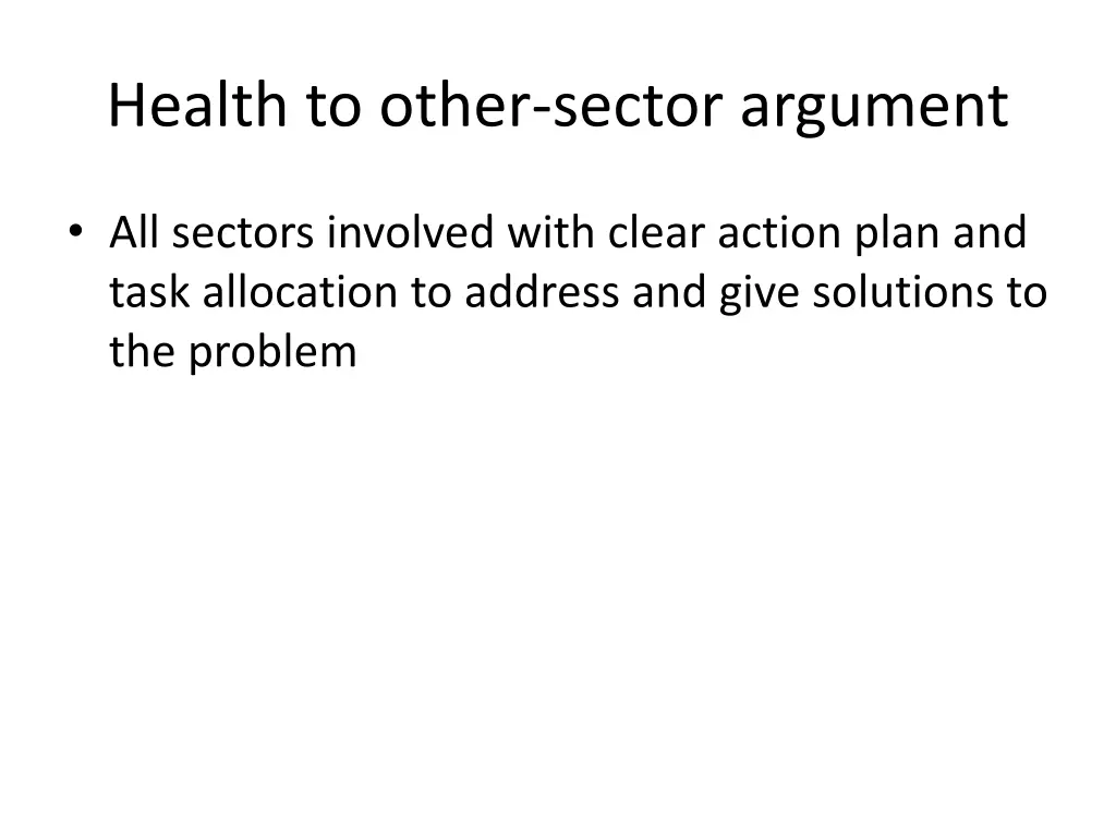 health to other sector argument
