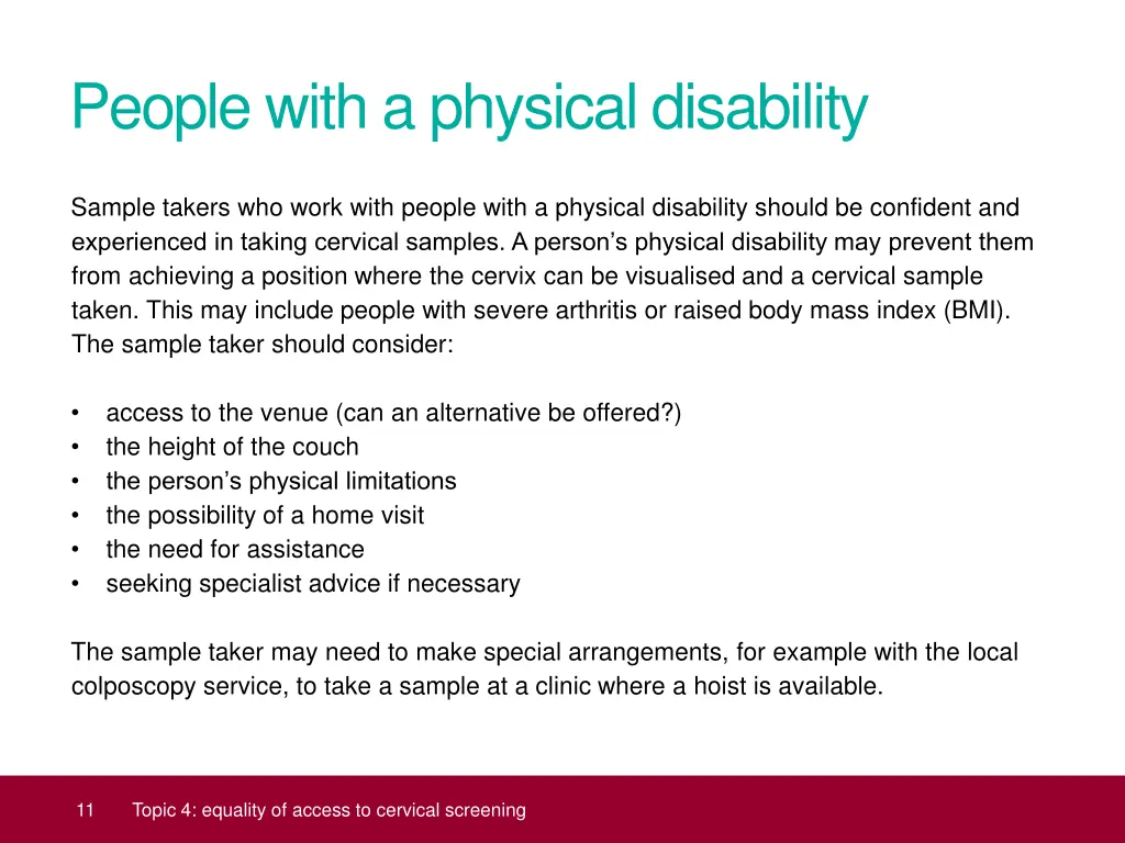 people with a physical disability