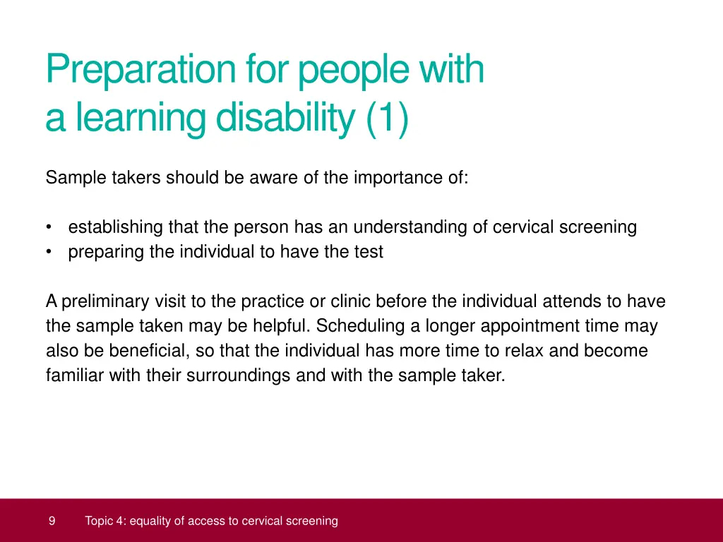 preparation for people with a learning disability