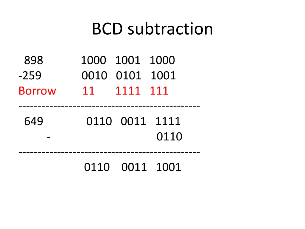 bcd subtraction 2