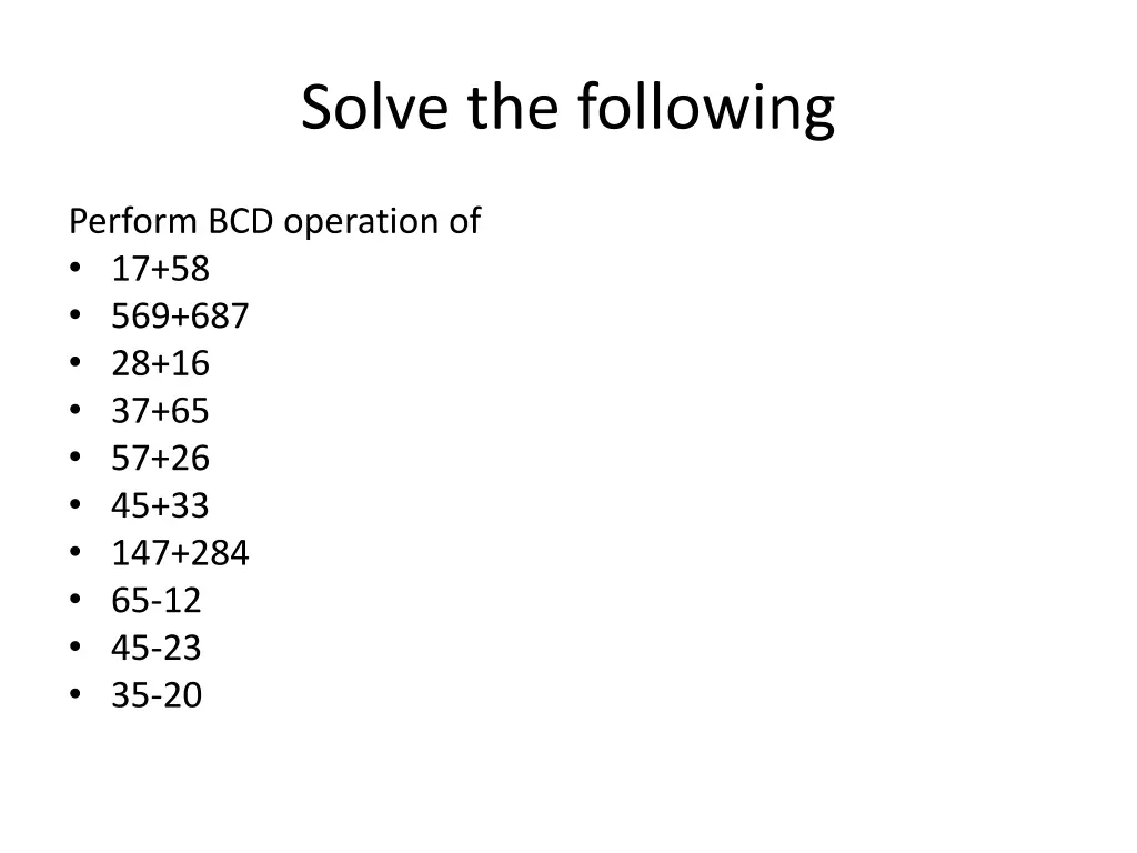 solve the following 1