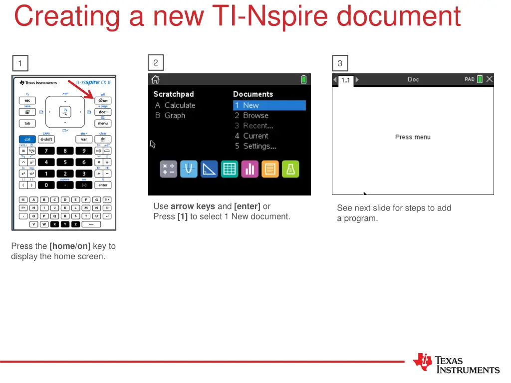 creating a new ti nspire document