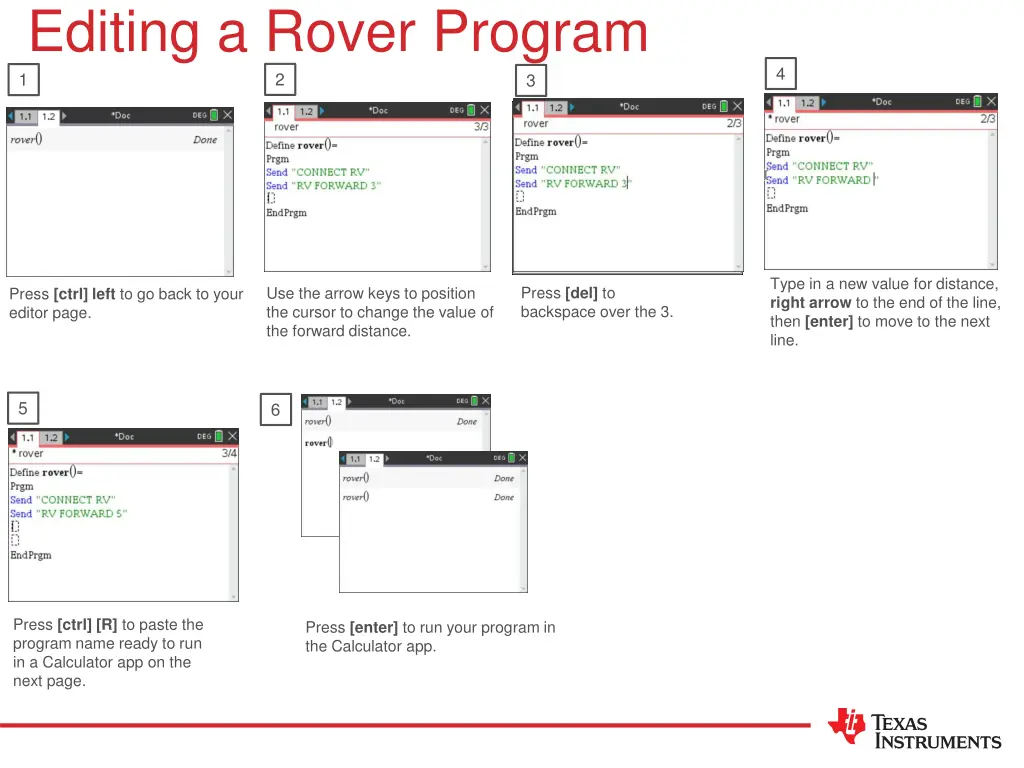 editing a rover program 1 2