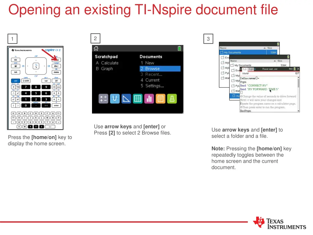 opening an existing ti nspire document file