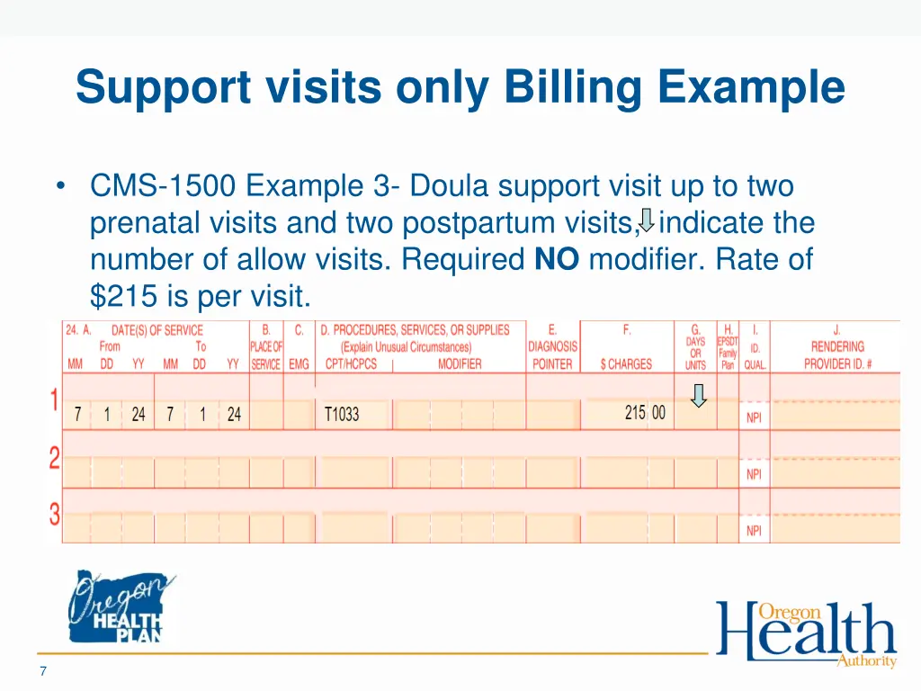 support visits only billing example