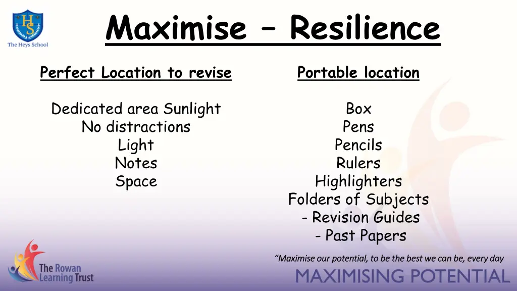 maximise resilience