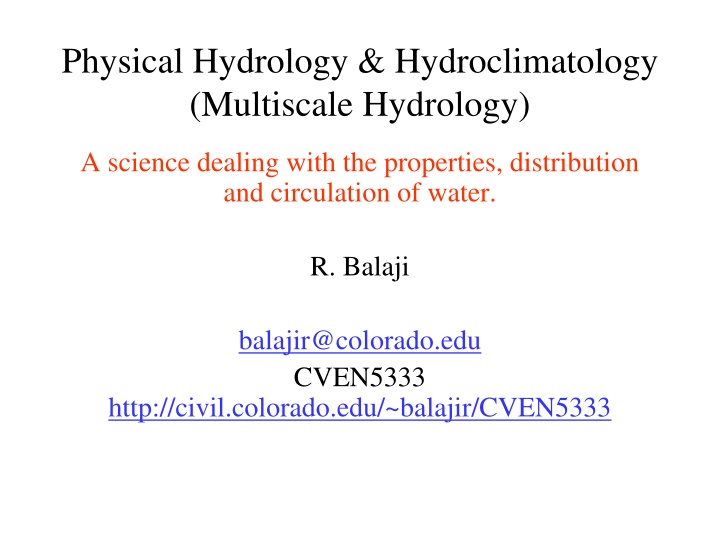 physical hydrology hydroclimatology multiscale