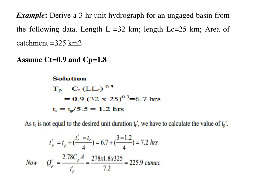 example derive a 3 hr unit hydrograph