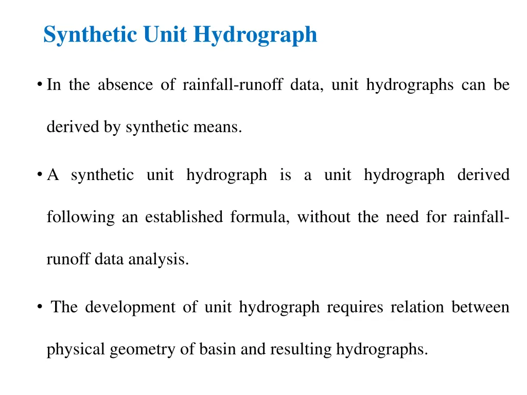 synthetic unit hydrograph