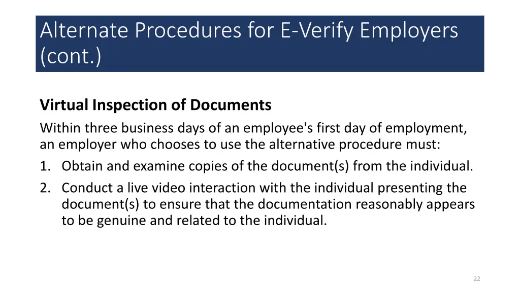 alternate procedures for e verify employers cont