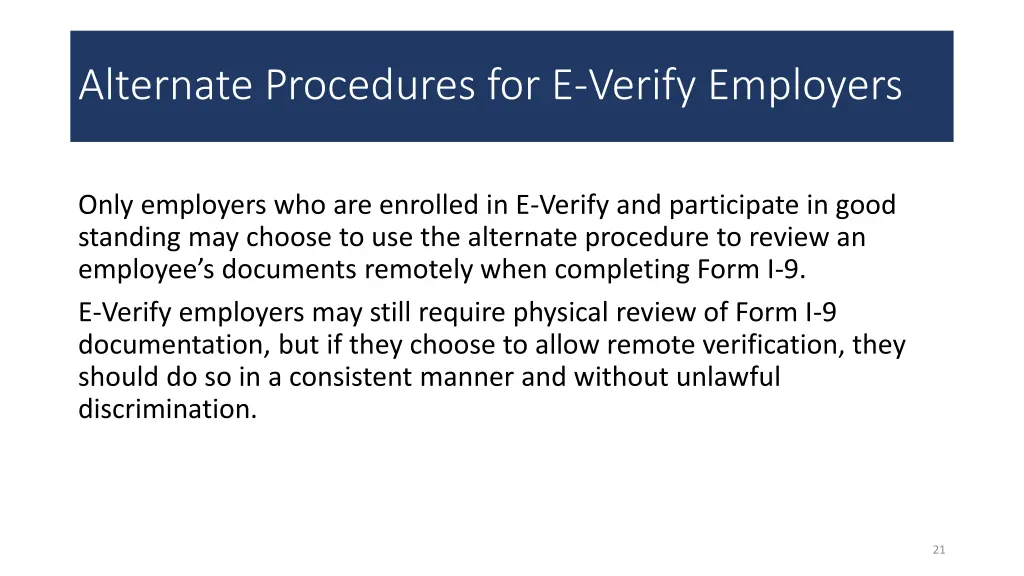 alternate procedures for e verify employers