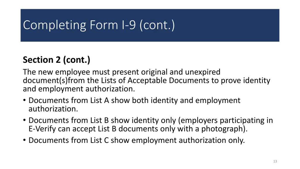 completing form i 9 cont 1