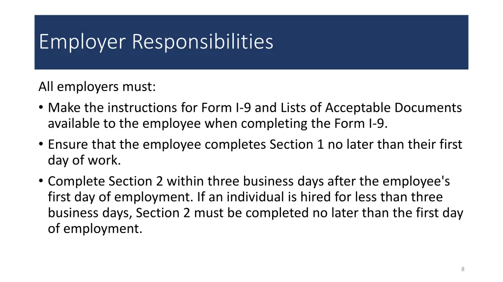 employer responsibilities