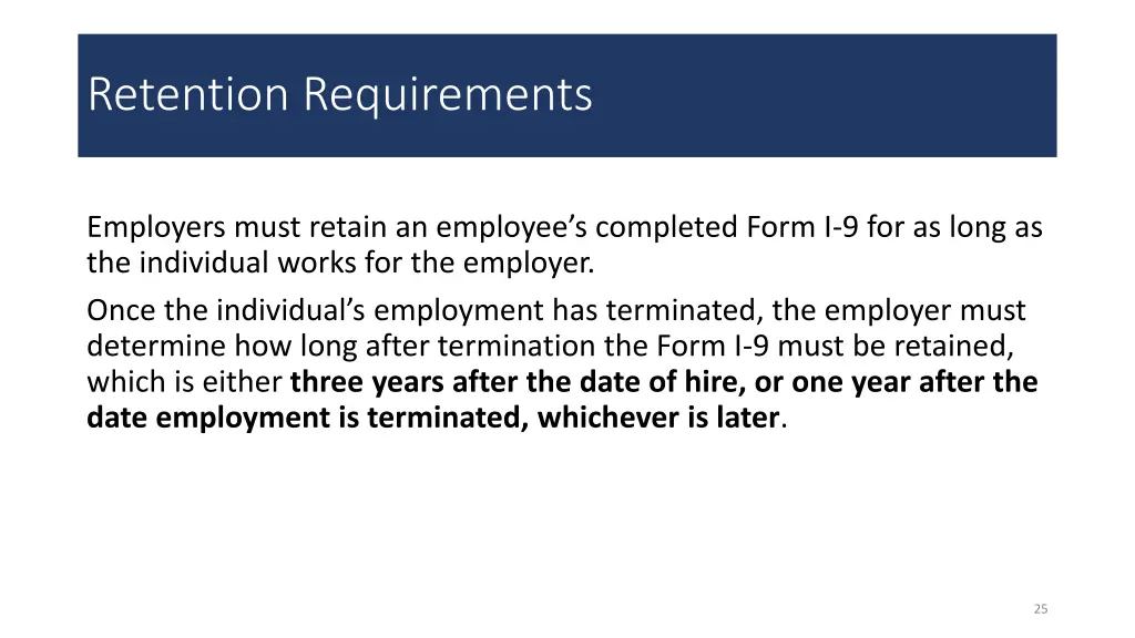 retention requirements