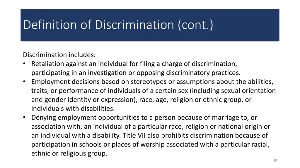 definition of discrimination cont 1