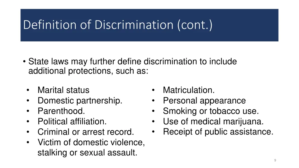 definition of discrimination cont