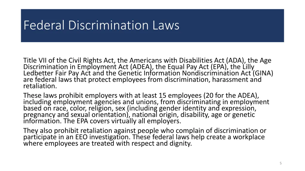 federal discrimination laws 1