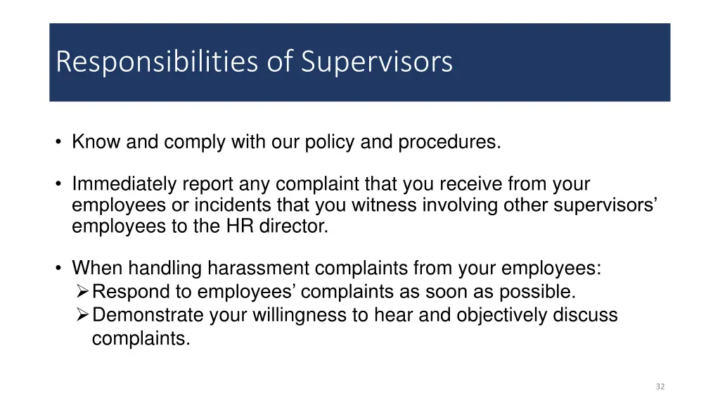 responsibilities of supervisors