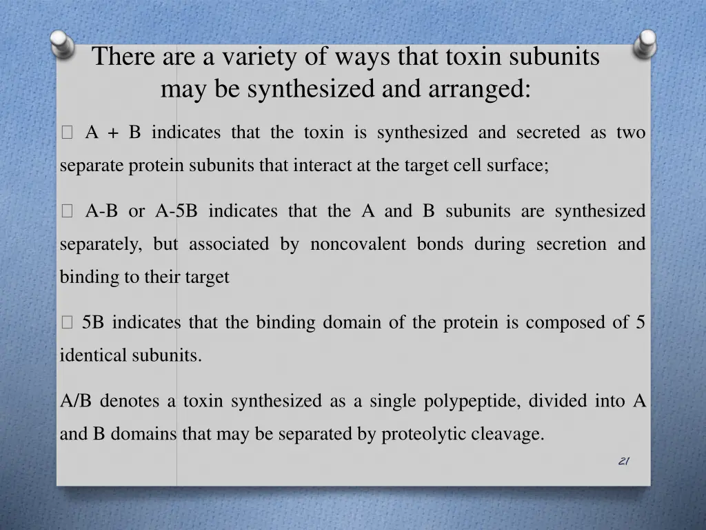 there are a variety of ways that toxin subunits