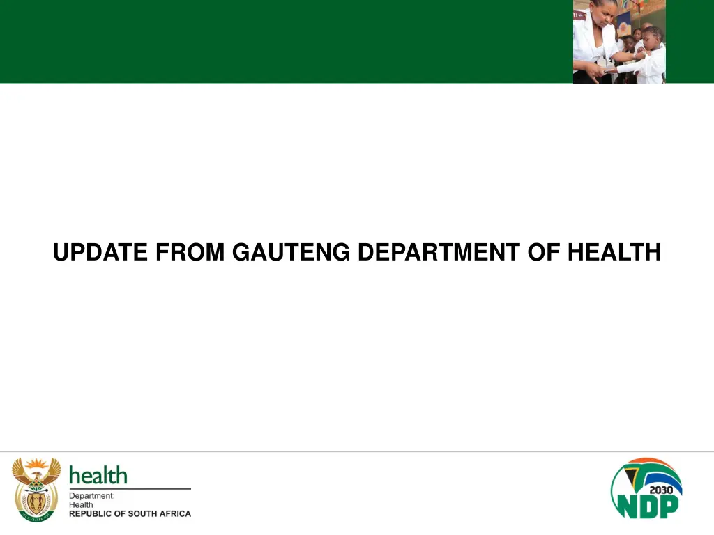 update from gauteng department of health